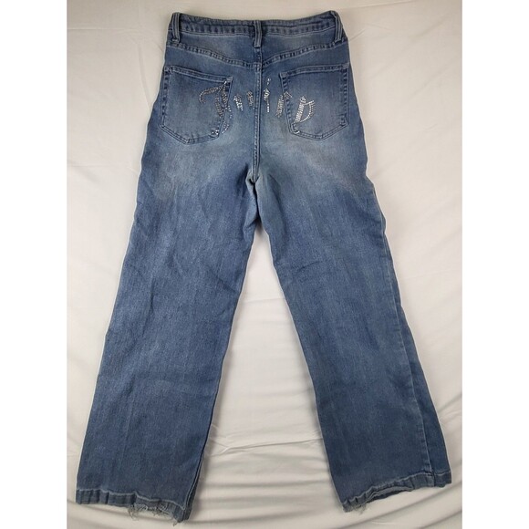 Juicy Couture Jeans Women's 11/30 Blue Lunita Wide Leg Rhinestone Logo 80s - Picture 5 of 11